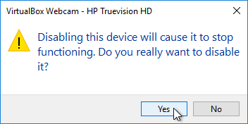 Confirm disabling device