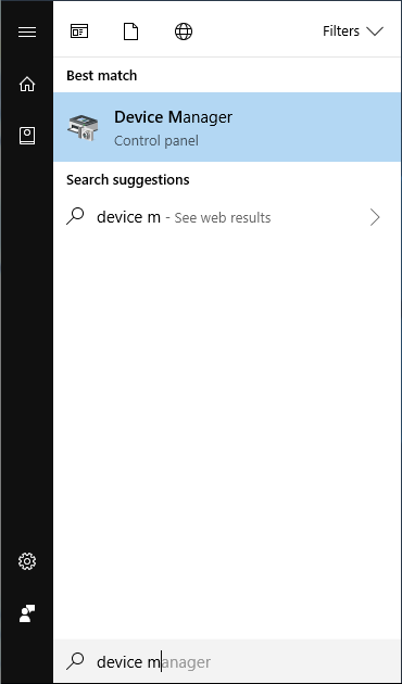 Open Device Manager via “Search”